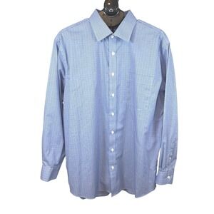 Damon Dri-Tech Mens Blue White‎ Micro Pattern Dress Shirt 17.5 34/35 184227 0718
